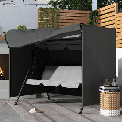 Protective Cover For 3-Seater Swing, Waterproof And Winter Resistant, Made Of UV-Resistant Tarpaulin And Tear-Resistant 600D Oxford Fabric, 205 X 124 X 164 Cm, Dark Grey.