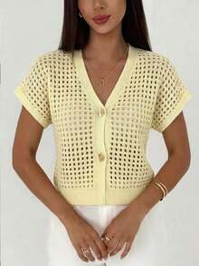 Cárdigan delgado de mujer con contraste de color retro, adecuado para salidas, estilo callejero, aeropuerto, vacaciones en la playa, viajes al trabajo, fiestas de boda, festivales, estilo bohemio, romántico y elegante - Amarillo - Ver 6