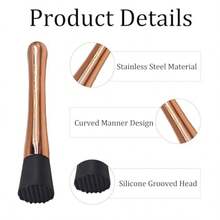 2Pcs 8 Inch Stainl Steel Muddler With Grooved Nylon Head Profional Bar Tool For Mixing Fruit Cocktails Herbs Ice Antique Copper - View 3