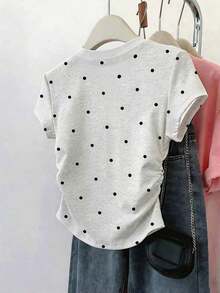 Nuevas llegadas de verano, chaqueta casual versátil, diseño gráfico con rhinestones, camiseta ajustada para mujer, cómoda de llevar, adecuada para uso diario, al aire libre, de compras, citas - Gris - Ver 2