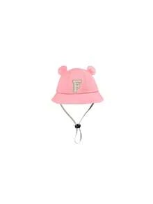 1 chiếc mũ chống nắng in chữ cái A-Z, mũ rộng vành chống nắng ngoài trời dành cho trẻ em (unisex) có dây buộc cằm. - Hồng - Xem 9