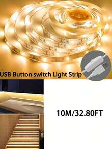 1 Gulungan 3,28 kaki, 2 Gulungan 32,8 kaki, Lampu Strip LED Putih/Putih Hangat 5V dengan Tombol Saklar, Lampu Strip LED USB 2835 LED, Lampu Strip Fleksibel USB Cocok untuk Dekorasi Rumah, Dapat Digunakan untuk Lampu Latar TV, Kamar Tidur, Lemari Pakaian, Dapur, Kabinet, Pencahayaan DIY, Lampu Latar TV, Pencahayaan Dekorasi Kamar Tidur dan Dapur, Lampu Dekorasi Cermin - Putih - View 15