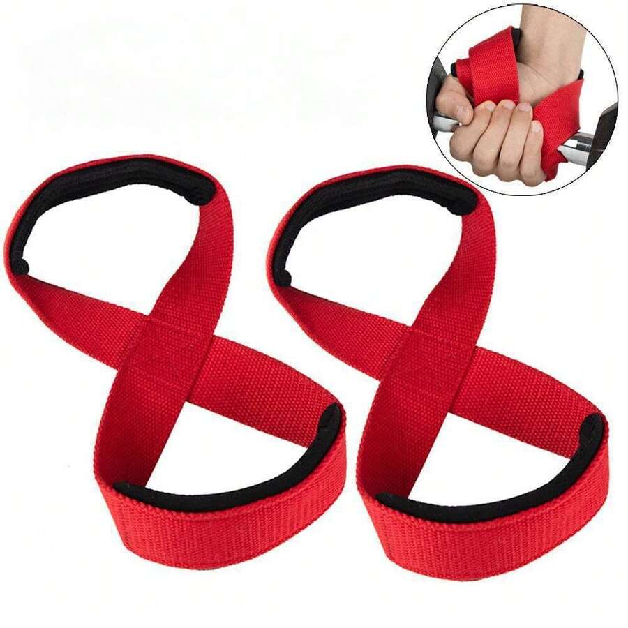 Alças de Elevação em Formato de 8 de Uso Pesado, Adequadas para Levantamento de Peso Morto, Levantamento de Peso e Treinamento de Força - Alças de Treino Ajustáveis Antiderrapantes com Bandagens de Pulso, Aplicáveis para Puxadas/Levantamento de Peso Morto, Cintos de Fitness de Treinamento de Força Masculino