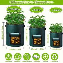 1 Peça Saco para Plantio de Batatas, Com Tampa Articulada e Alça Importada, Saco de Plantio de Jardim Durável, Vaso de Tecido Não Tecido Espesso, Adequado para Tomates, Batatas, Cenouras, Cebolas, Taro, Rabanetes e Outras Hortaliças e Frutas - Multicolorido - Visão 3