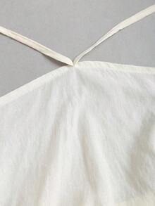 Vestido mini con espalda descubierta, estilo sexy y picante, de cuello halter, adecuado para citas, vacaciones y verano - Albaricoque - Ver 7