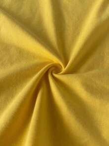 Camiseta de punto de verano con cuello en V gris, cómoda y elegante, con encaje de contraste, para salir y vacaciones - Amarillo - Ver 7