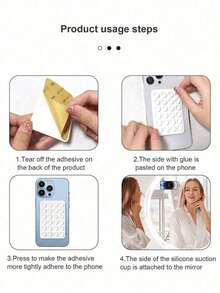 1pc Silicone Suction Cup Phone Holder, Reusable Hands-Free Stick-On Stand Suitable For Mirror, Glass, Tile And Smooth Surfaces - Multicolor - View 3