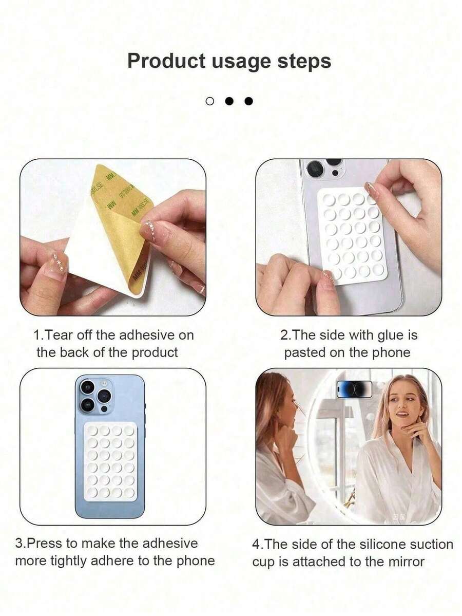 1pc Silicone Suction Cup Phone Holder, Reusable Hands-Free Stick-On Stand Suitable For Mirror, Glass, Tile And Smooth Surfaces - Multicolor - View 1