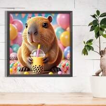 1PC DIY 5D Diamond Painting Kit Capybara Pattern - Round Full Diamond Art Mosaic Craft, Home Wall Decor, Unframed - No Frame - View 2