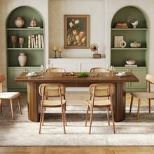 LITTLE TREE 78.7" Extra Long Dining Table For 6-8 People, Large Farmhouse Kitchen Table With Wooden Tabletop, Rustic Style Rectangular Dinner Table For Dining Room, Kitchen, Living Room, Walnut - Walnut Brown - View 4