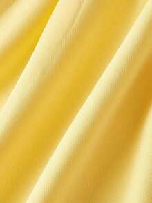 Vestido color albaricoque con cuello redondo, sin mangas, con ribete de contraste, lazo decorativo en la cintura y bajo acampanado - Amarillo claro - Ver 5