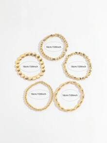 Bộ 5 vòng tay hạt CCB bất đối xứng, vòng tay co giãn nhiều lớp dành cho nữ. - Vàng - Xem 5