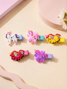 10pcs Multicolor Unicorn Hair Clips For Girls, Suitable For Daily Use - Multicolor - View 3