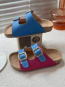 Kids Sport Sandals | Adjustable Double Buckle Flats | Soft Casual Footwear - Blue - View 8
