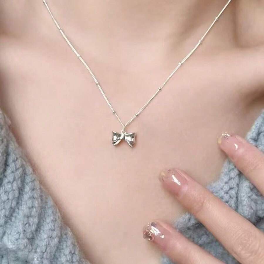 1 chiếc dây chuyền mặt hình bướm thiết kế độc đáo, thời trang dành cho nữ - Bạc - Xem 1