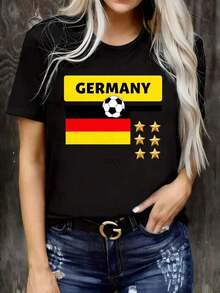 2026 World Cup Themed T-Shirt Women's T-Shirts With Round Neck And Short Sleeves Have Interesting Printed Patterns. Germany Soccer Flag 2026 World Cup Football Stars T-ShirtSuitable For Christmas Partysports Activitiesholiday Partiesoutingssports And Other Holiday Gifts (). 100% Pure Cotton Fun Printed Round Neck Short Sleeved Women's T-Shirt, Suitable For: Sports Events/Holiday Parties/Outings/Sports And Other Holiday Gifts Ropa deportiva estilo Y2K, cuello redondo, 100% algodón, tejido suave, manga corta. - Negro - Ver 5
