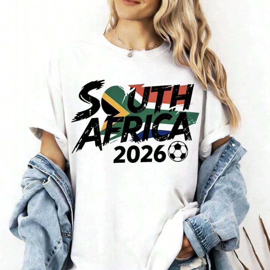 Spain 2026 World Cup Fan T-Shirt, Spanish Flag T-Shirt, La Roja T-Shirt For The 2026 World Cup, Gift For The Spanish National Team. Y2K Style Sportswear, Crew Neck, 100% Cotton, Soft Fabric, Short Sleeves. - 白色 7 - 查看 1