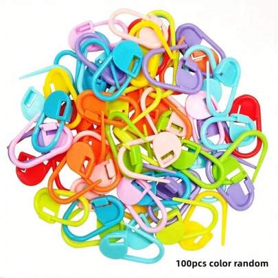100 chiếc ghim an toàn bằng nhựa nhiều màu, kẹp đánh dấu mũi đan, bút đánh dấu mũi đan móc, khóa đánh dấu mũi khâu dùng cho các sản phẩm thủ công móc len tự làm (Màu ngẫu nhiên)