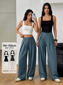 PETITE Pantalones holgados de estilo militar verde del ejército, vintage, casuales y hippies para mujer en verano - Azul - Ver 9