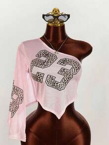Top sin mangas de estilo callejero para mujer con hombros de malla y recortes, transparente y sexy - Multicolor - Ver 11