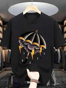 Storm Unisex T-Shirt – 100% Cotton. Casual Top. Elasticated Waist, Premium Fabric, Premium Cotton, Casual, Street. Spring/Autumn. Regular Fit. None. - 黑色 - 查看 1