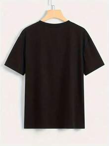 Camiseta de Fútbol Infantil "170.18cm - Patrón de Fútbol en Verde Neón y Turquesa con Diseño de Goteo, Adecuada para Camiseta Casual de Cuello Redondo de Aficionados y Jugadores - Negro - Ver 2