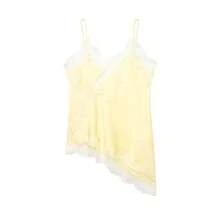 Seelio Nuevo Top de estilo lencería sexy con decoración de encaje, estilo europeo y americano, para mujer, color negro, para verano - Amarillo - Ver 1