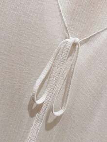 Vestido camisero con adorno de encaje, blusa de punto transparente de manga larga como cubridor para mujeres, para el verano - Beis - Ver 4
