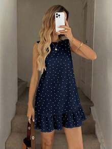 mini estampado para mujer, adecuado para primavera y verano - Azul marino - Ver 4