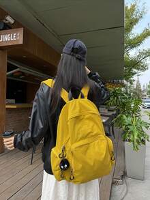 新作  大容量  日本製風  シンプル  無地  リュック  男女兼用  学院風  A4  PC収納可  通学  通勤  バッグ  撥水軽量  大学生の通学   会社員の通勤  図書館での勉強  週末のお出かけ  短期旅行  マザーバッグ - イエロー - チェックする 5
