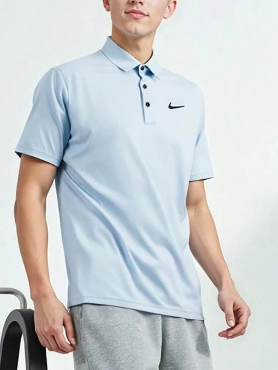 Nike 網球T卹夏季新款男子短袖翻領運動休閒POLO衫 - 淺藍色 - 查看 1