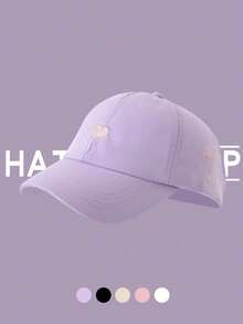 1pc Women's Heart Embroidery Ponytail Hole High Crown Baseball Cap, Fashionable And Stylish, Multifunctional Face-Shielding Bucket Hat, Wide Brim Sun Protection, Suitable For Spring, Summer, Autumn And Winter, Suitable For Outdoor Sports, Baseball, Golf And Daily Commute - Multicolor - View 3