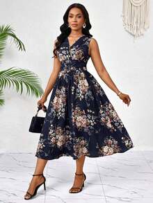 Vestido veraniego sin mangas de mediana longitud para mujer, de tela tejida con textura en color verde - Multicolor 4 - Ver 6