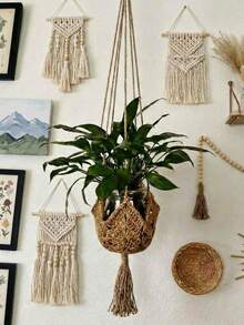 1/2/3 Packs Jute Crochet Long Plant Hanger For 3 Inch To 12 Inch Pots, Macrame Plant Holder Rope With S Shaped Hooks For Home Decor - Heather - View 7