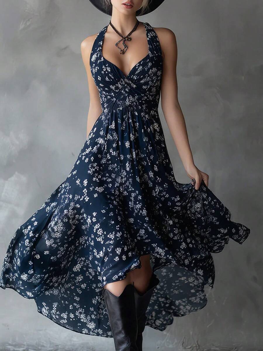 New 2026 Women's Summer Polka Dot V-Neck Maxi Dress - 白色 - 查看 1