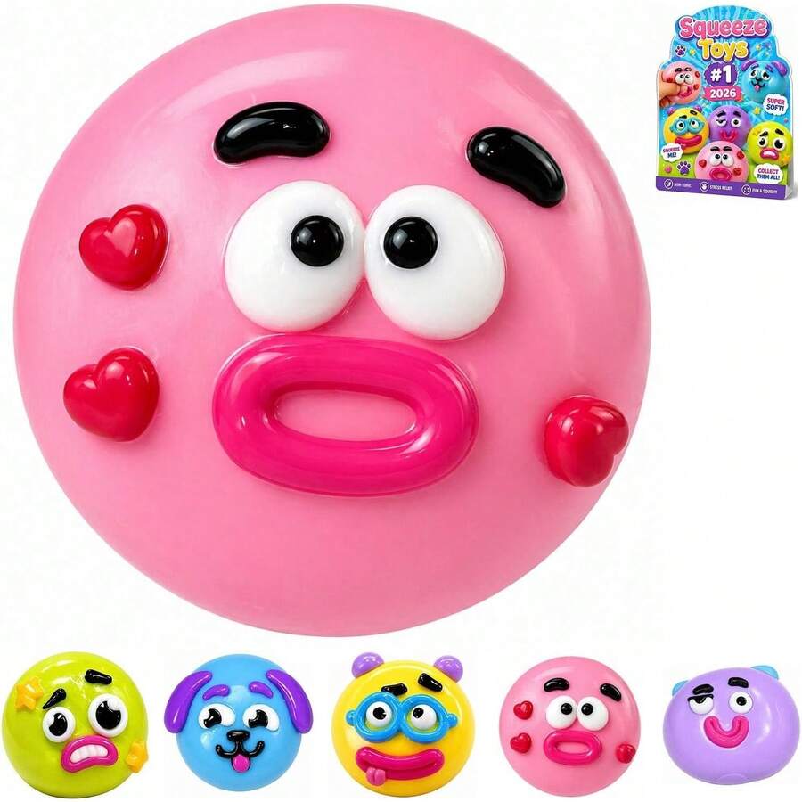 NEW Smushers Squishy-Curiosities Smushers Dog Face Swap Squishy,Soft Slow Rising Stress Relief For Stress & Anxiety Relief, Cute Dog Face Sensory Fidget For For Adults Anxiety Relief - Rose - View 1