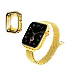 兼容苹果手表表带，原装不锈钢米兰尼斯表带，兼容苹果手表40mm、41mm、38mm、42mm、44mm、45mm、49mm、46mm表径，纤薄磁性网状表带，女士款，可调节不锈钢磁性网状表带，兼容苹果手表Series 11、10、9、8、7、6、5、4、SE、3、2、1、Ultra3、2，男女通用 - 44mm錶殼+42/44/45/46/49mm錶帶 - 查看 20