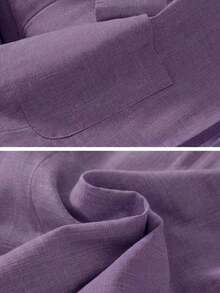 Blazer de lino de 3/4 de manga con cintura ajustable, diseño de botones, adecuado para ir al trabajo, eventos formales, fiestas elegantes, ropa de oficina - Primavera, Verano, Otoño - Morado 2 - Ver 6