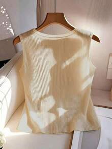 Camiseta de tirantes casual de verano para mujer con decoración de metal - Albaricoque - Ver 2