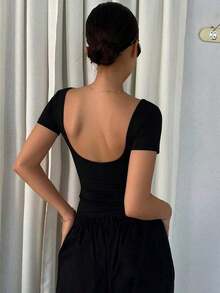 Camiseta sin espalda para mujer - Negro 5 - Ver 4