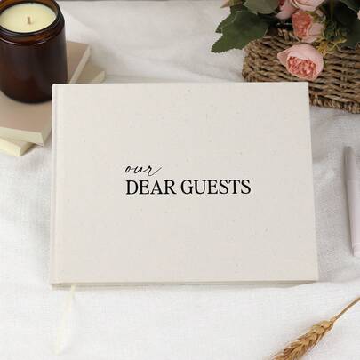 Elegant Linen Wedding Guest Book - 96 Blank Pages For Sign In & Photos; Versatile Guestbook For Anniversaries, Baby Showers, Birthdays, Bridal Showers