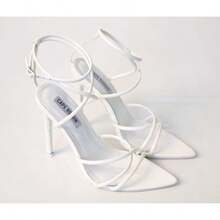 Cape Robbin Women's Strappy Pointy Open Toe Ankle Strap Stiletto Sandal- - 11 + 白色 - 查看 3