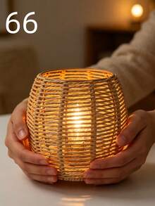 Handmade Woven Rattan Pendant Lamp Shade, Vintage Ceiling Decor Accessory, No Power Or Battery Required, Suitable For Other Party Gifts/Other Kitchen Tool Lamp Shades/Room Decor - Semicircle - View 10