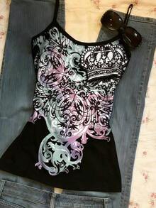 Camiseta de tirantes con estampado floral digital para mujer - Multicolor - Ver 4