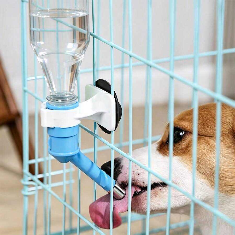 1pc Stainless Steel Pet Water Dispenser With Rolling Ball, Dual Spout Design Fits Beverage Bottles, Random Color