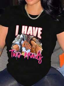 Tops para mujer Casual para Mujer Talla con Diseño Afro Dripping Art en Negro - Negro - Ver 1