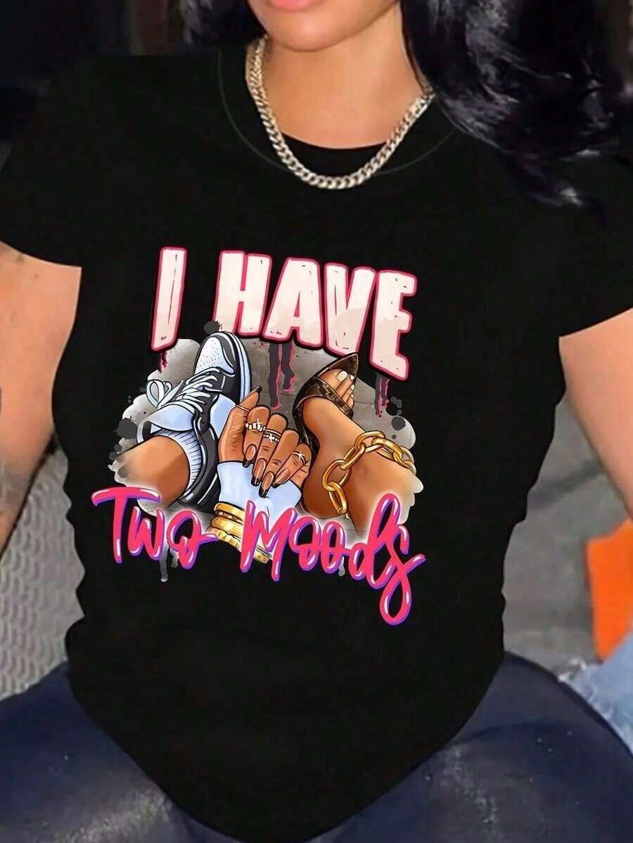 Tops para mujer Casual para Mujer Talla con Diseño Afro Dripping Art en Negro - Negro - Ver 1
