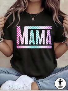 Plus Size T-Shirt, Women's Plus Size T-Shirt - Funny Printed T-Shirt - Casual Short Sleeve, Crew Neck, Loose Fit, Machine Washable, Comfortable For All Four Seasons, Casual Wear | Loose Fit | Durable Print, Ideal For Various Party Gifts, Shipped From - 黑色 - 查看 2