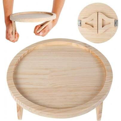 Clip-On Sofa Armrest Tray, Adjustable Foldable Wood Stand For Cups, Phones, Tablets, Snacks, Living Room Bedroom Sofa Side Table, Home Storage, Sturdy Non-Slip Armrest Tray, Suitable For Small Spaces, Durable And Beautiful