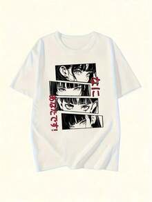 Nueva Camiseta Blanca Estampada con Retrato de Anime 2025, Cuello Redondo, Tela Fresca y Cómoda para Vacaciones, Estilo Casual Vintage Elegante y Sexy Y2K para Primavera, Verano y Otoño, Moda Femenina, Lavable a Máquina y de Limpieza en Seco > Moda Femenina > Transpirable y cómoda para Mujer - Blanco - Ver 10